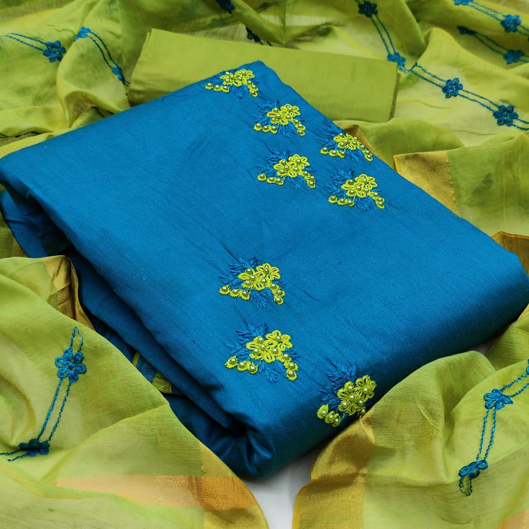 Gng Blossom 3 Festive Wear cotton Embroidery Work Dress Material Collection